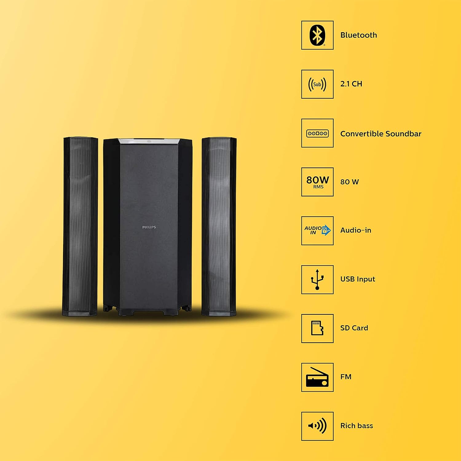 Philips MMS8085B/94 Multimedia Convertible Speaker