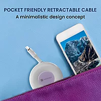 Portronics POR 2271 Konnect Recoil USB-C to USB-C Cable – 60W, 1M, Flat Retractable, White
