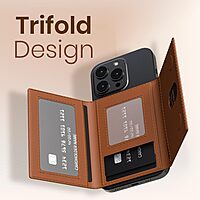 Portronics Wallet X – Magnetic Tri-Fold Wallet, Brown. Stylish and functional, this wallet features a secure magnetic closure, multiple card slots, and a sleek design perfect for everyday use.