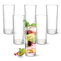 Treo by Milton Embassy Cool Glass Tumbler, Set of 6, 290 ml Each, Transparent |Serve Juices | Cold Drinks | Water | Cocktails | Mixed Drinks