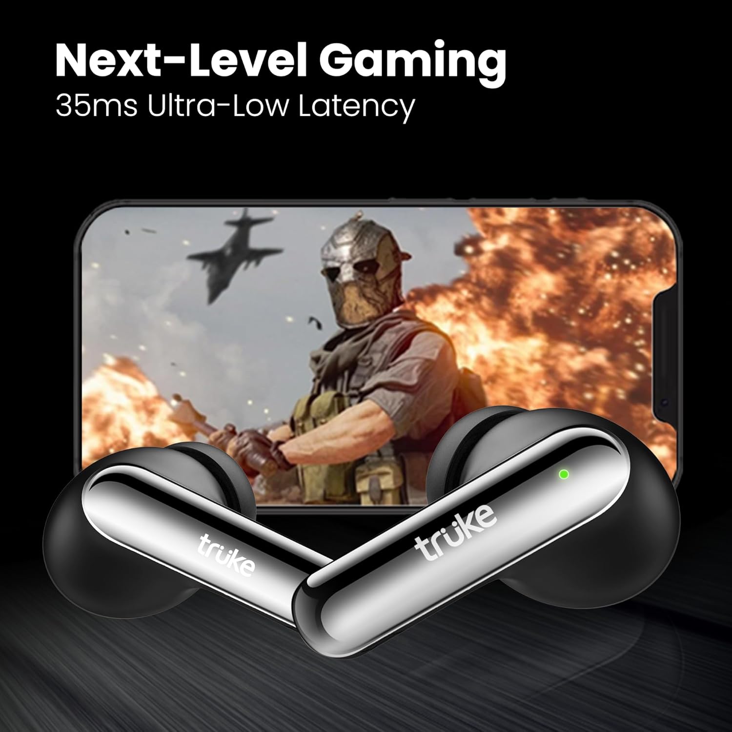truke Buds Clarity 5 True Wireless in Ear Earbuds, 6Mic Adv. ENC, 80H Playtime, 35ms Ultra-low latency, 13mm Titanium Drivers