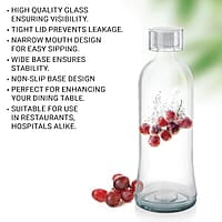 Treo By Milton Anchor Glass Fridge Water Bottle with Plastic Cap, Snug Fit Lid, Wide Base & Food Safe, Pack of 1, 750 ml