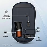 Portronics Toad 34 2.4GHz Wireless Mouse – 1000 DPI | Grey | 1 Year Warranty