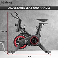 Lifelong LLESB99 Exercise Spin Fitness Bike with 6kg Flywheel Adjustable Resistance LCD Monitor & Heart Rate Sensor for Fitness at Home