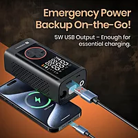 Portronics VAYU 7.0 Tyre Inflator – 4000mAh Portable | Digital Display | USB Output | Black