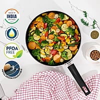 Borosil ProChef Non-Stick Deep Pan with Lid 26 cm | Gas Stove Compatible, Thick Uniform Body for Even Heating | PFOA Free, Blue Exterior, Stir Frying Pan for Eggs, Cutlets, 1 Year Warranty