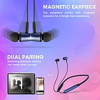 ZEBRONICS Zeb Evolve Wireless Bluetooth in Ear Neckband Earphone, Rapid Charge, Dual Pairing, Magnetic earpiece,Voice Assistant with Mic