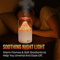 Portronics 3104 Magma Humidifier – Volcano Flame Design | RGB| White | 6 Months Warranty