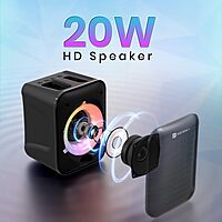 Portronics POR 2735 Apollo One 20W Bluetooth Speaker – BT 5.3  Wireless Karaoke Mic  RGB  Black