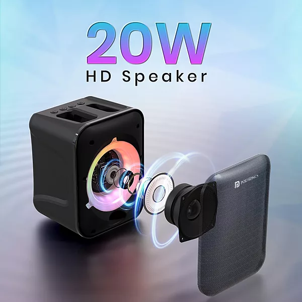 Portronics POR 2735 Apollo One 20W Bluetooth Speaker – BT 5.3 Wireless Karaoke Mic RGB Black