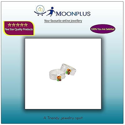 Silver Toe ring, Metti with Multi enamel design Silver Toe ring, Metti with Multi enamel design