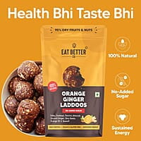 EAT BETTER CO Orange & Ginger Sugar-Free Laddoos | Energy-Bar Replacement | 95% Dry-Fruits | High Protein & Instant Energy - Super Saver Pack Of 20 - Healthy Sweet No Added Sugar, 0.29 Kg