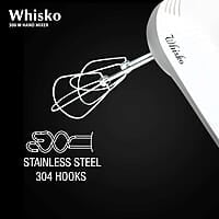 Havells Whisko 300 watt Hand Mixer with Single Eject Button, 5 Speed Turbo Function, Stainless Steel Hooks
