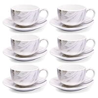 Treo by Milton Marble Cup and Saucer Set of 12, Marble Brown