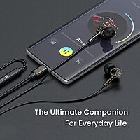 Portronics Tune C In-Ear Metal Earbuds – On/Off/Volume Switch | Braided Cable | Type-C | Grey