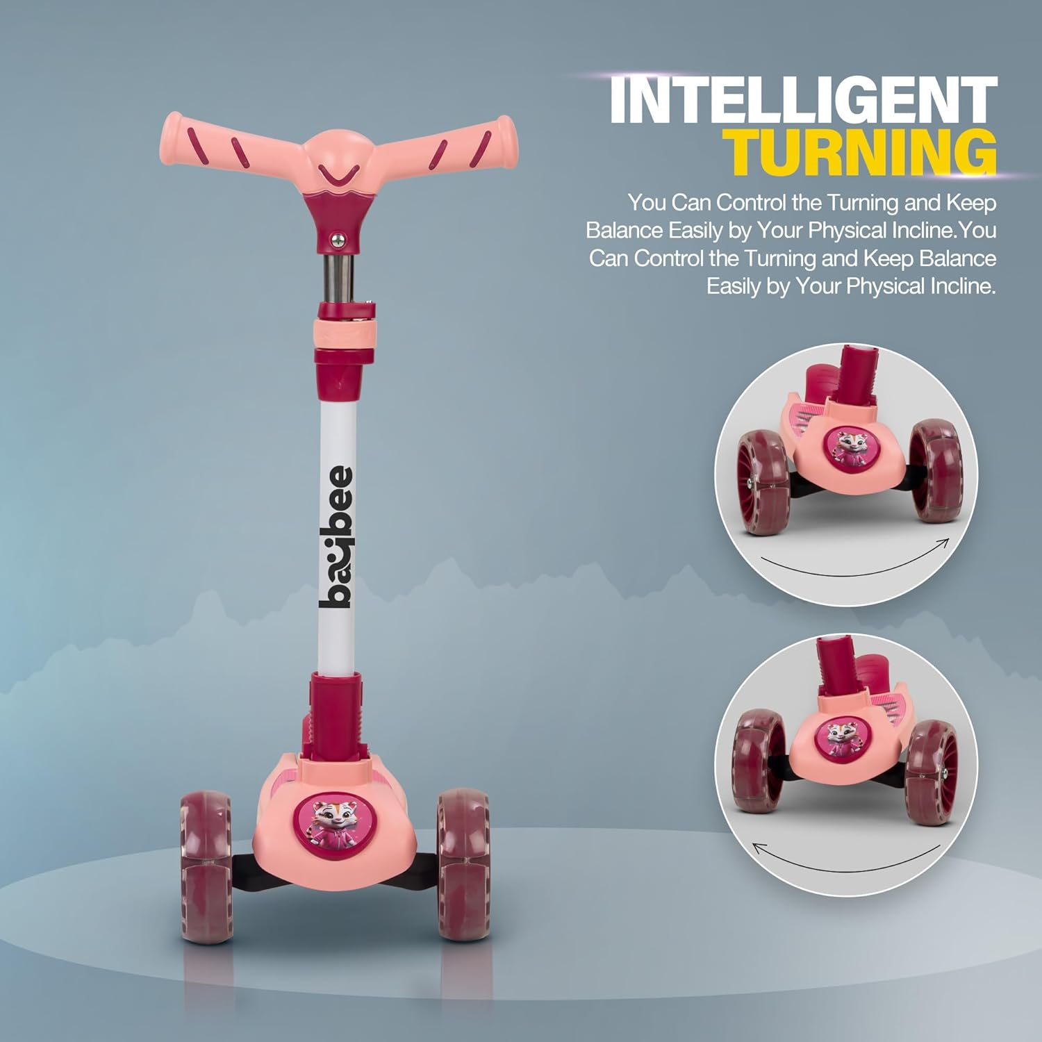 Baybee Kitty Kick Scooter for Kids, Foldable Kids Scooter- Pink Baybee Kitty Kick Scooter for Kids, Foldable Kids Scooter- Pink