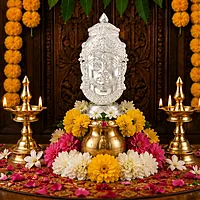 Sterling Silver Varalakshmi Face for Kalash Decoration and Varalakshmi Pooja