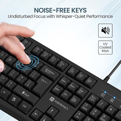 Portronics Ki-Pad 4 USB Wired Keyboard with Fn Multimedia Hotkeys, Full-Size Layout with Num Pad, Ergonomic Design, 1.5m USB Cable, for Laptop, PC, Mac (Black) Portronics Ki-Pad 4 USB Wired Keyboard with Fn Multimedia Hotkeys, Full-Size Layout with Num Pad, Ergonomic Design, 1.5m USB Cable, for Laptop, PC, Mac (Black)