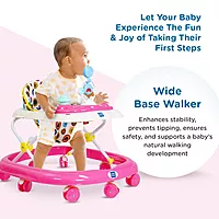 Mee Mee Baby Walker with 3-Level Adjustable Height – Red | Musical Tray