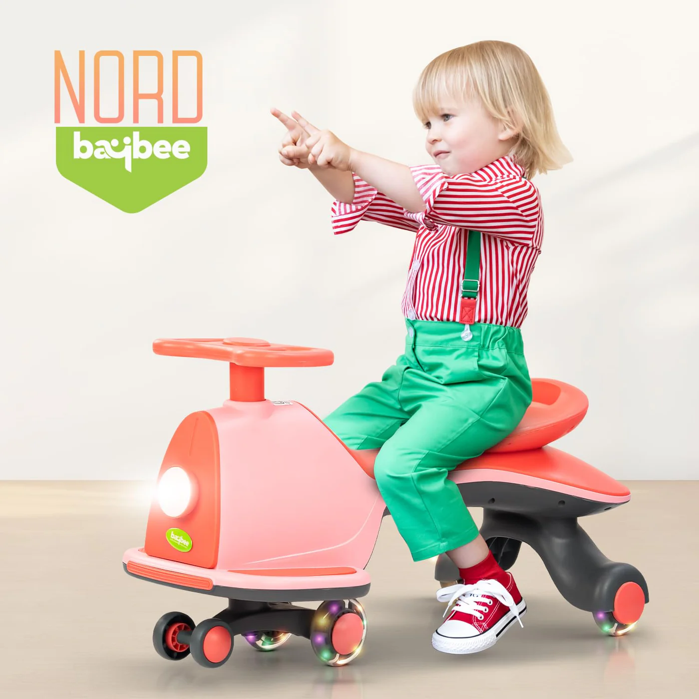 Baybee Nord Kids Magic Swing Car for Kids- Light Pink Baybee Nord Kids Magic Swing Car for Kids- Light Pink