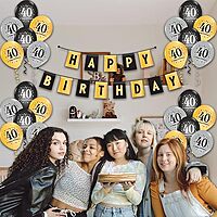 The Magic Balloons - Make Your 40th Birthday Celebration Extra Special With Our Combo Kit Of 30pcs Printed Balloons And A Banner Pack Of 31pcs