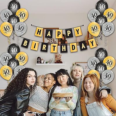 The Magic Balloons - Make Your 40th Birthday Celebration Extra Special With Our Combo Kit Of 30pcs Printed Balloons And A Banner Pack Of 31pcs