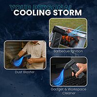 Portronics Tornado Air Blower – Portable Air Duster Blower | Rechargeable | 130,000 RPM | Black