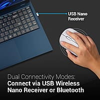 ZEBRONICS Pulse Wireless Mouse, Multi Connectivity, Dual Bluetooth, for Mac, Laptop, Computer, Tablet, 2.4GHz, 1200 DPI, Comfortable & Lightweight