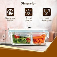 AGARO Compartment Lunch Box/Container 600Ml, Office Tiffin Box for Men & Women, Borosilicate Glass Body