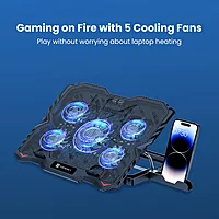 Portronics My Buddy AIR 3 Laptop Stand – Multi-Level | 5 Cooling Fans | Mobile Holder | Black