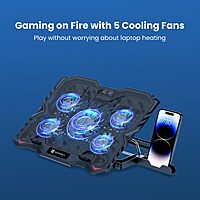 Portronics My Buddy AIR 3 Laptop Stand – Multi-Level | 5 Cooling Fans | Mobile Holder | Black