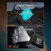 Portronics VAYU 2.0 Tyre Inflator – 6000mAh Portable | Torch |Black | 1 Year Warranty