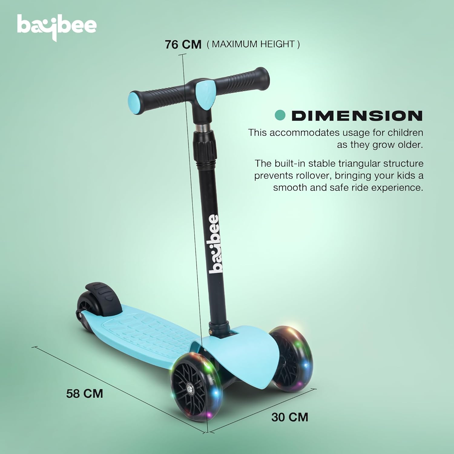 Baybee Zoomie Foldable Kick Scooter for Kids-Blue Baybee Zoomie Foldable Kick Scooter for Kids-Blue