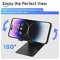 Ambrane Mobile Holding Tabletop Stand, 180 Degree View, Premium Metal Body, Wide Compatibility, Multipurpose, Anti-Skid Design Pop Stand