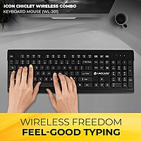 Lapcare WL‑201 Icon Chiclet wireless keyboard: slim chiclet keys, low-profile design, plug‑and‑play USB nano receiver & long battery life.