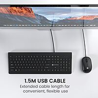 Portronics Keytonic Wired Combo | USB, Full-Size, 12 Shortcuts, Ergonomic Design, Durable Keys, Plug and Play, Compatible with Windows, Ideal for Home and Office Use, Sleek and Stylish.