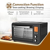 Agaro Imperial Digital Oven Toaster Griller, 28 Litres, 10 Preset Cooking Function, Convection Function, Motorized Rotisserie, Backlit Lcd Display, Black - 1500 Watts