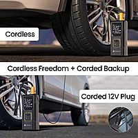 Portronics VAYU 9.0 Tyre Inflator – 6000mAh Portable | Rechargeable + Wired | USB Output | Black