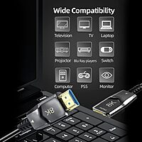 Uport 8K HDMI 2.1 Cable 20m – Fiber Optic, UHD, supports 8K@60Hz, HDR, and eARC. Ideal for gaming and home theater setups. Durable, lightweight, and flexible design for easy installation.