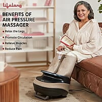 Lifelong Air Pressure Foot & Leg Massager Machine  14 Compression Air Bags,6 Foot Rollers & 3 Massage Modes