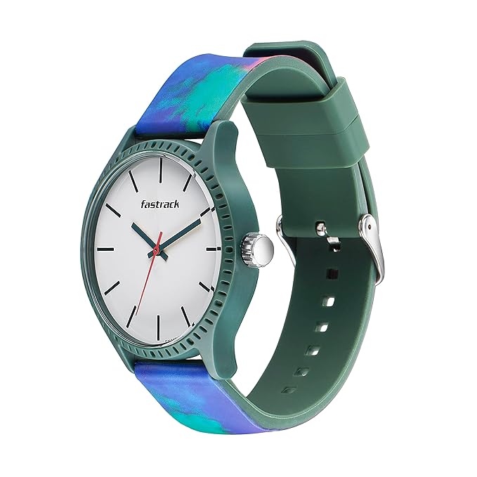 Fastrack Mens Tie & Dye Quartz Analog White Dial Silicone Strap Watch