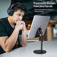 HAMMOK CHARGE Mobile & Tablet Stand – B/W: Sleek design, adjustable height, and sturdy build. Perfect for hands-free viewing and charging. Compatible with all devices. Ideal for home or office use.