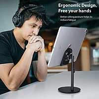 HAMMOK CHARGE Mobile & Tablet Stand – B/W: Sleek design, adjustable height, and sturdy build. Perfect for hands-free viewing and charging. Compatible with all devices. Ideal for home or office use.
