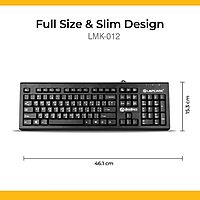 Lapcare LMK‑012 multilingual keyboard: 104 membrane keys, 10 M keystroke life, USB interface, spill‑resistant & rupee key support—ideal for Indian users.