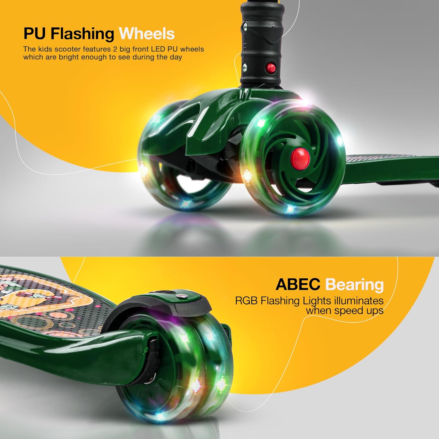 Baybee Flash Scooter for Kids with Foldable & Height Adjustable Handle- Green Baybee Flash Scooter for Kids with Foldable & Height Adjustable Handle- Green