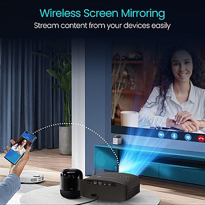 Portronics Beem 490 POR-2669 LED Projector – 6000 Lumens | 1080p | Android 9.0 | Black