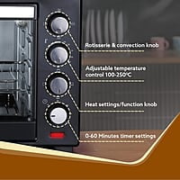 AGARO Marvel 38 Liters Oven Toaster Griller,Motorised Rotisserie&Convection Cake Baking Otg With 3 Heating Mode ,(Black),1600 Watts