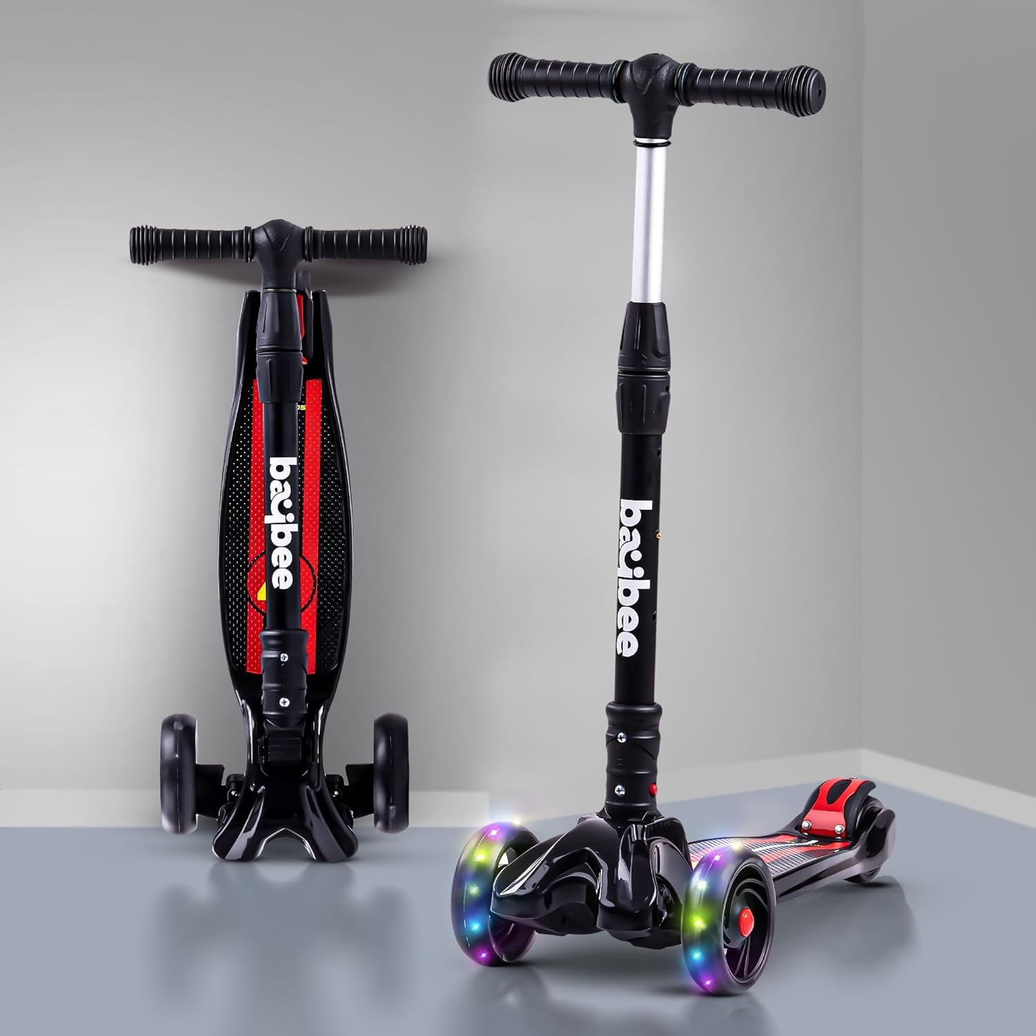 Baybee Flash Scooter for Kids with Foldable & Height Adjustable Handle- Black Baybee Flash Scooter for Kids with Foldable & Height Adjustable Handle- Black