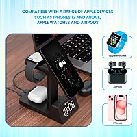 Portronics Bella 2 – 15W MagSafe Charger with Clock, 3-in-1 design, charges iPhone, AirPods, and Apple Watch simultaneously. Sleek, compact, perfect for bedside or office use. Fast charging!