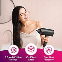 AGARO HD-1214 Premium Hair Dryer with 1400 Watts Motor, 3 Temperature Settings & Cool Shot